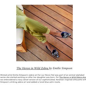 Birdies x Minted blue velvet heron zebra slippers, 8.5 like new!